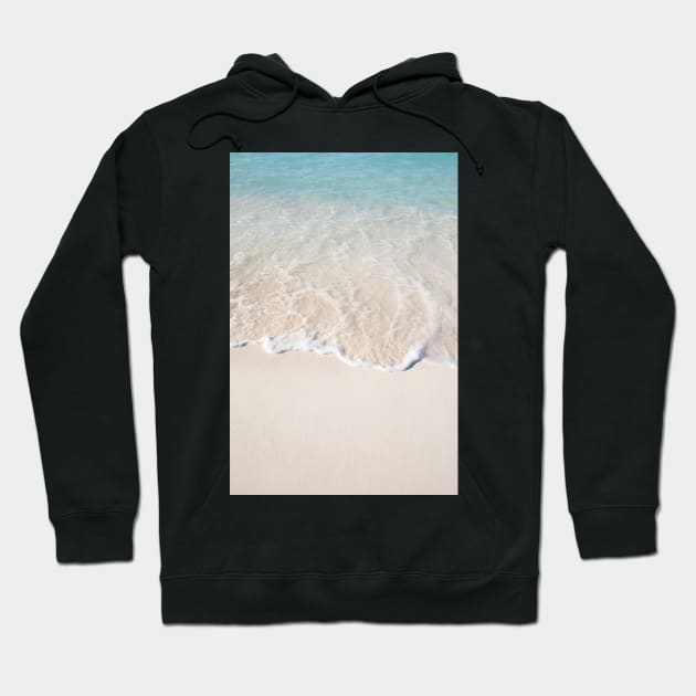 Photograph of sand and clear blue water at beach in the Turks and Caicos Islands Hoodie by keeplooping